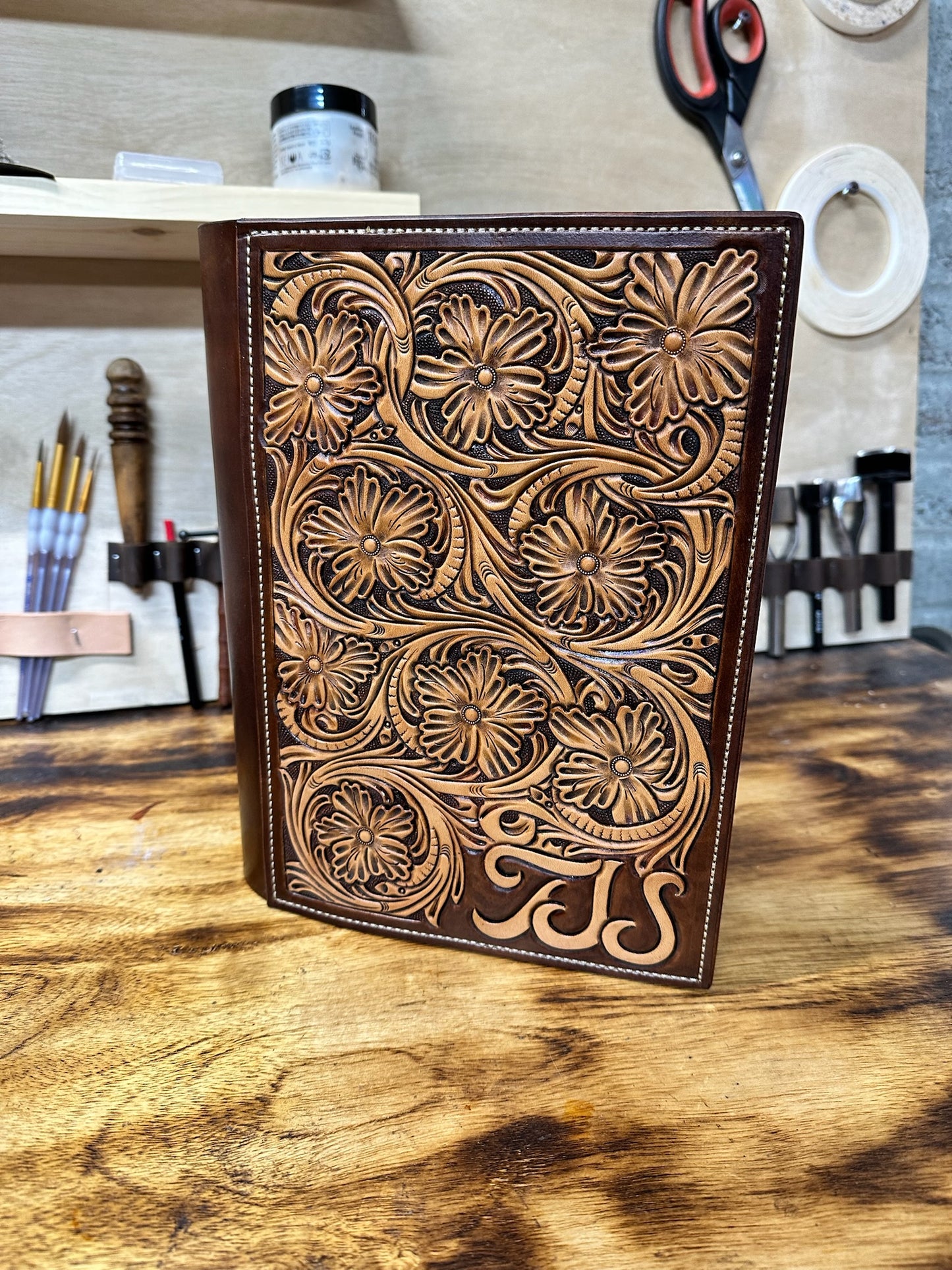 Western Tooled Leather Bible Cover