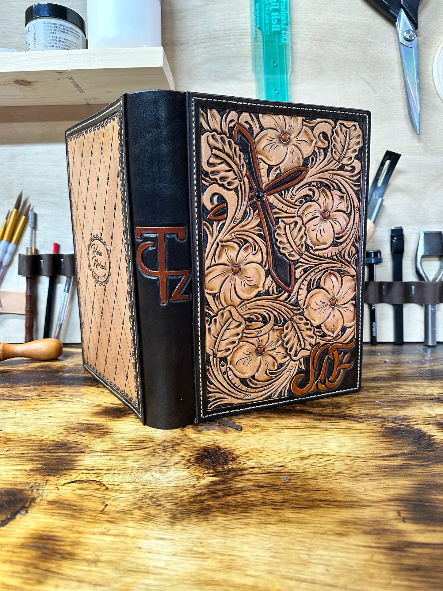 Western Tooled Leather Bible Cover