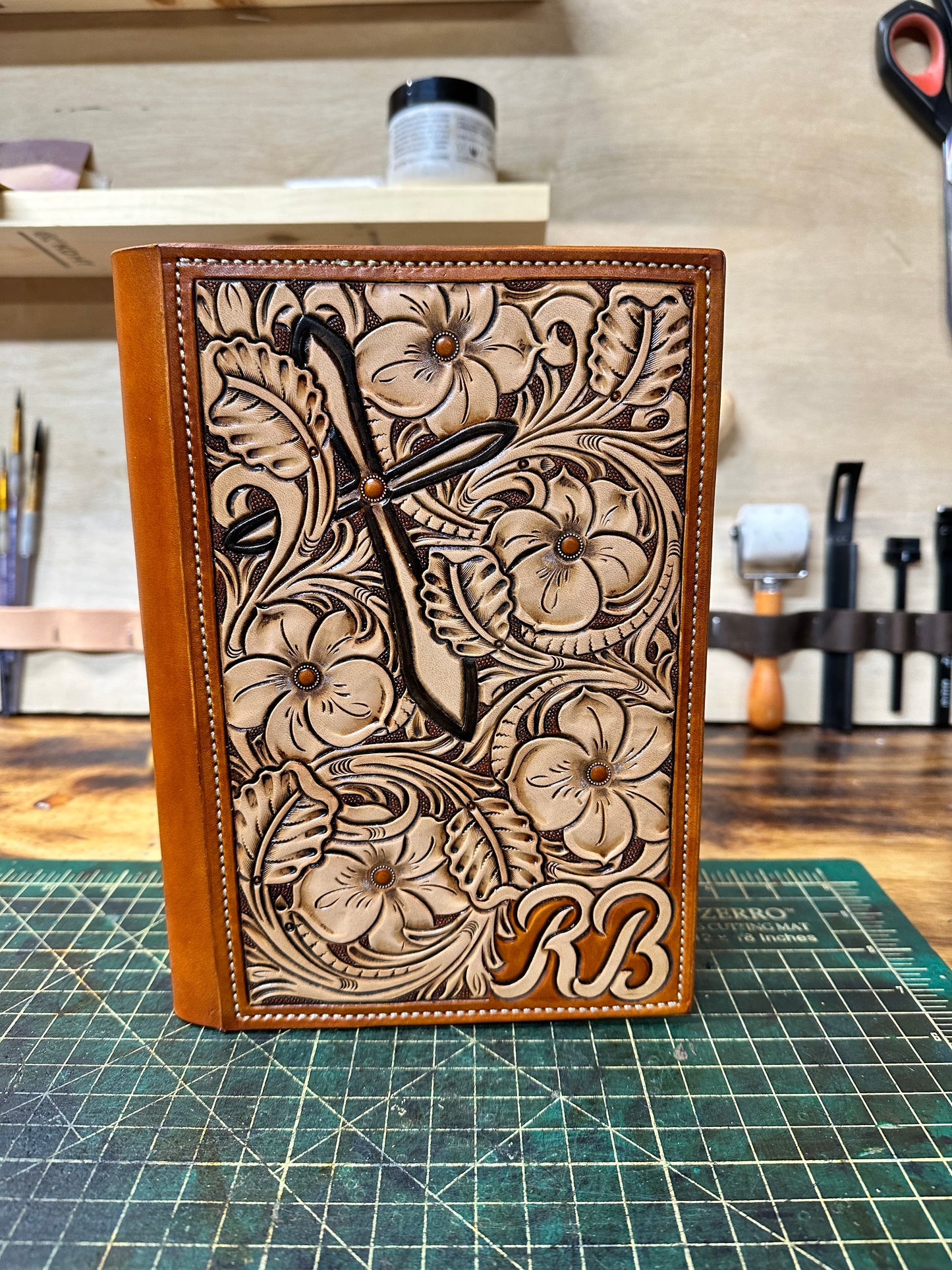 Western Tooled Leather Bible Cover