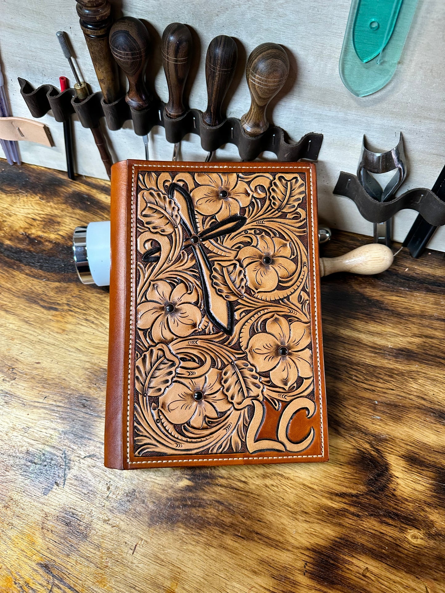 Western Tooled Leather Bible Cover