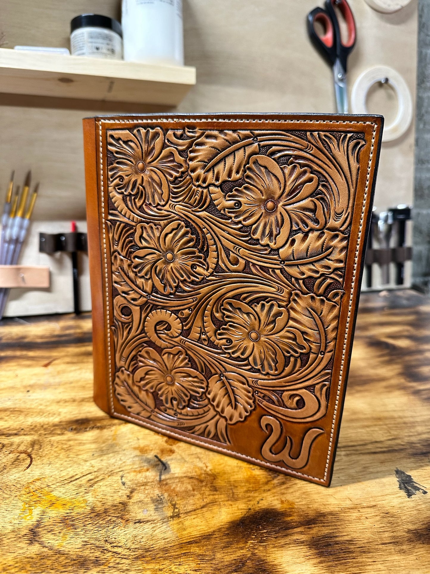 Western Tooled Leather Bible Cover