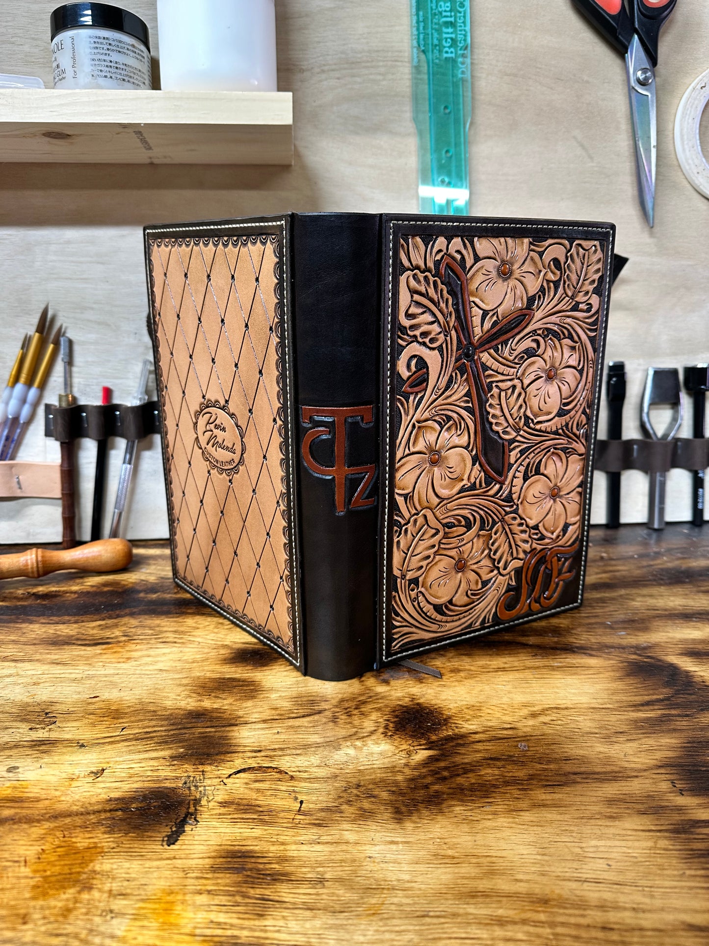 Western Tooled Leather Bible Cover