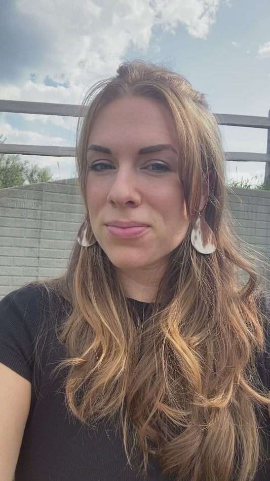 Spotted Calf Tear Drop Earrings