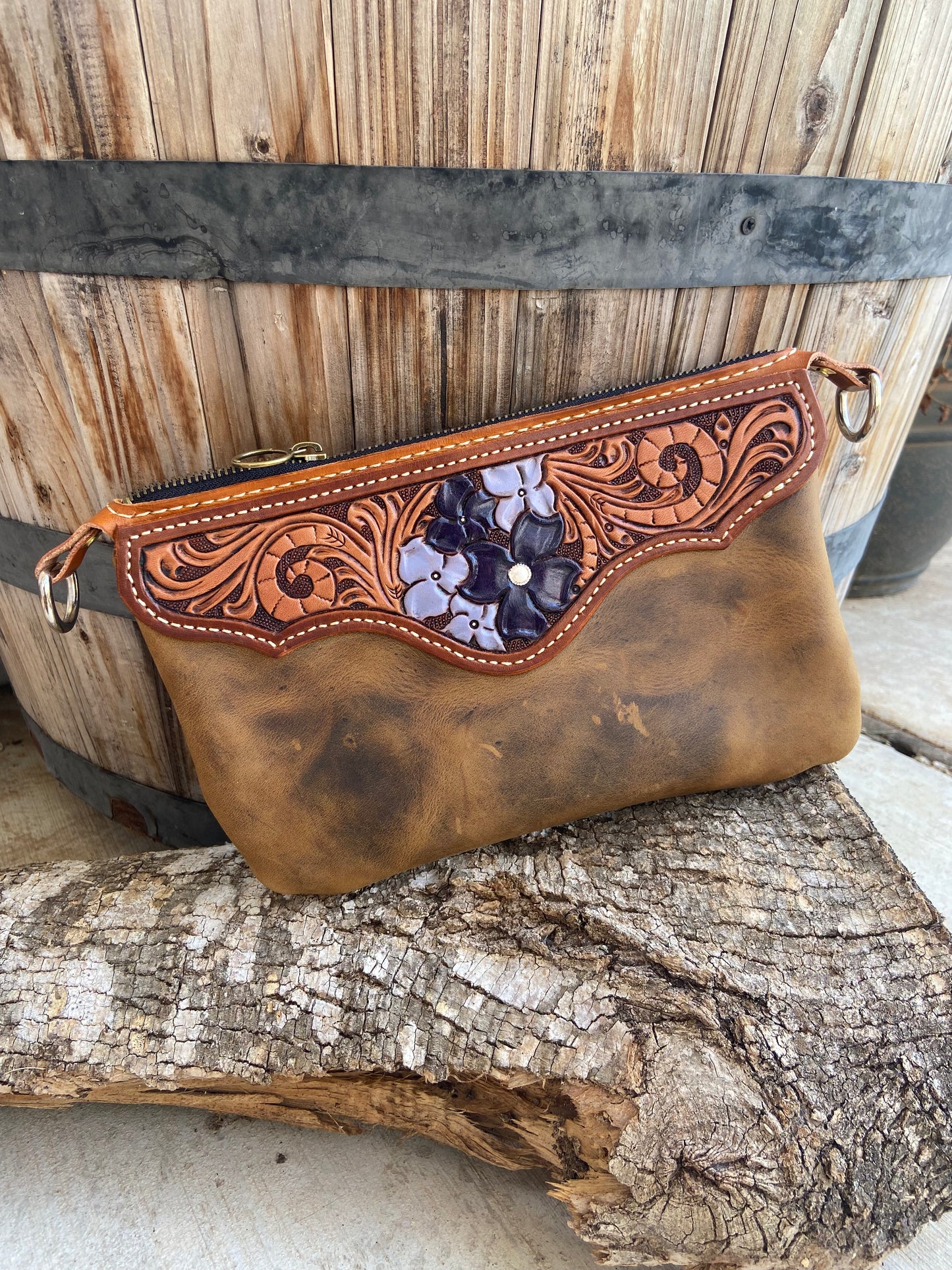 Custom Tooled Wristlet Purse