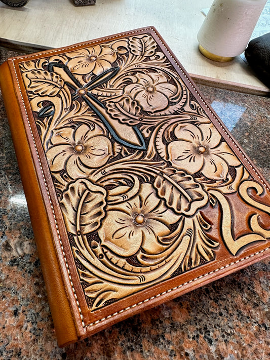 Western Tooled Leather Bible Cover