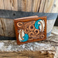 Flashy Turquoise Feather Billfold Wallet